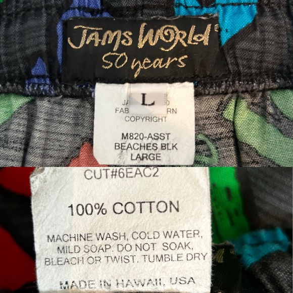 Jams World Shorts Mens Large Surf Line Hawaii Cotton Vintage 90s Beach USA - Picture 5 of 8